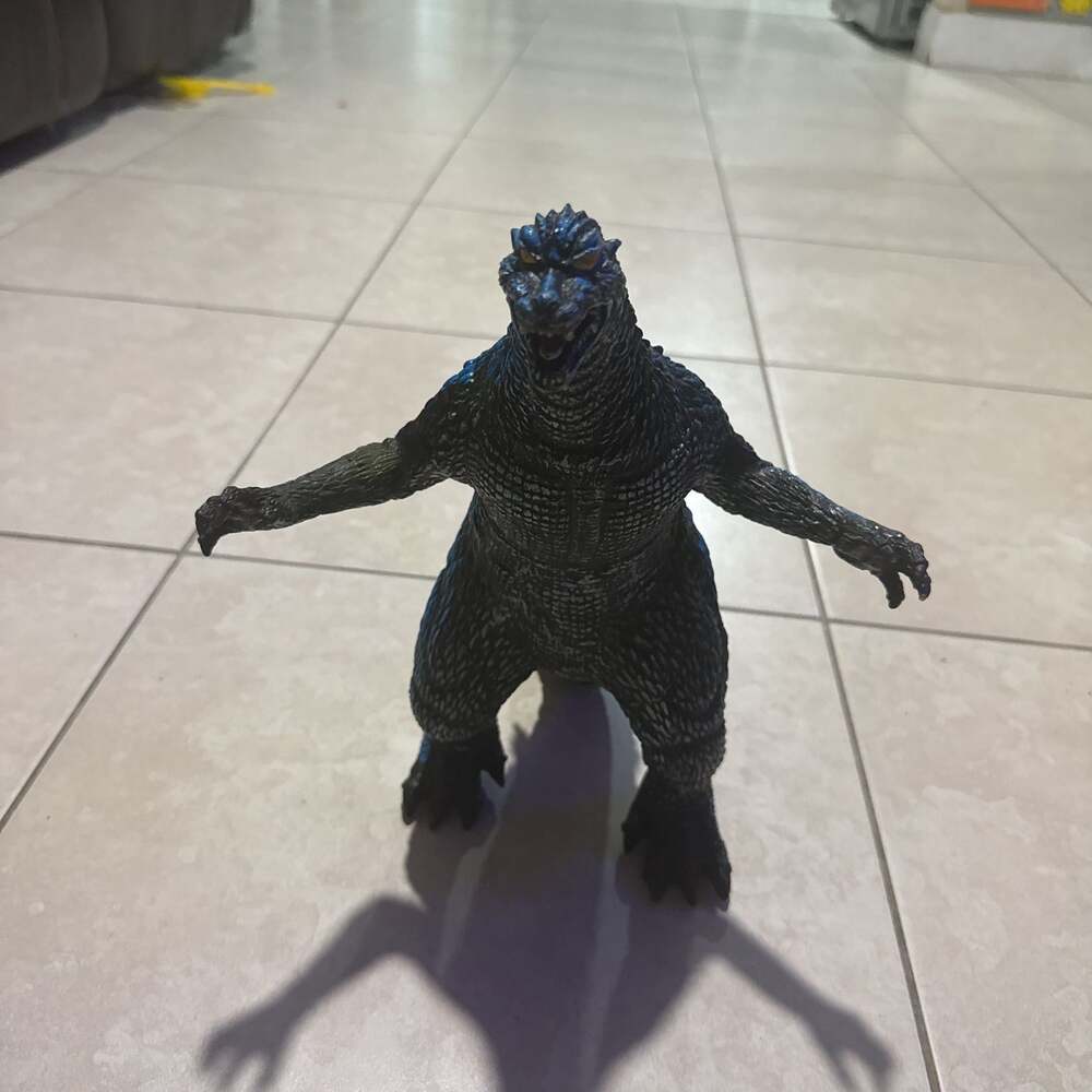Vintage Godzilla Action Figure Toy Statue Black Blue Scales Y2K Style